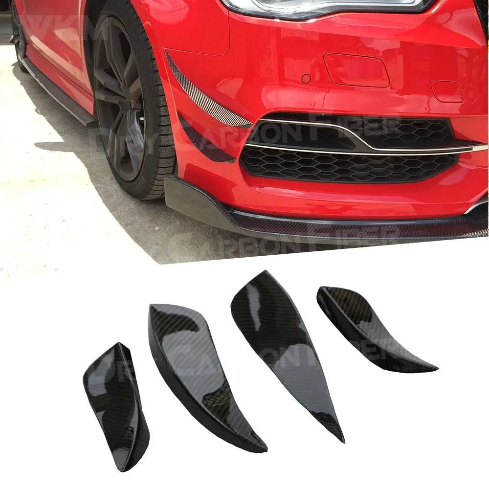 

Carbon Fiber Front Bumper Side Canards Splitter Winglets For Audi A3 S3 Sedan 2014~2016 4 PCS Bumper Trim Covers