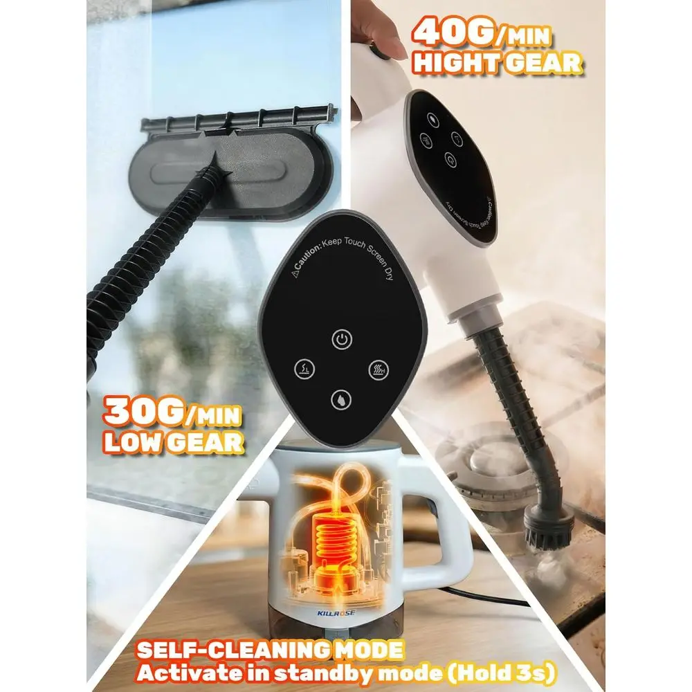 Handheld Steam Cleaner with Quick Heat, Dual Power & Self-Clean, Multi-Surface Steamer for Kitchen, Bathroom, Car