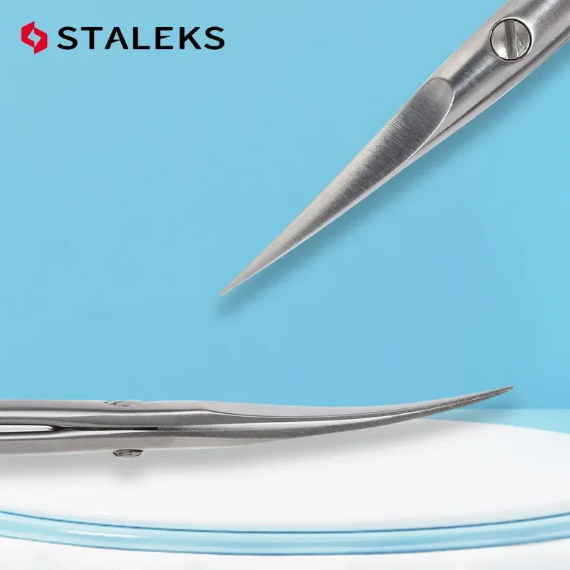 STALEKS Nail Scissors High Quality Stainless Steel Eyebrow Scissors Profession Elbow Scissor Trim Nose Hair Makeup Tools SS-10-3