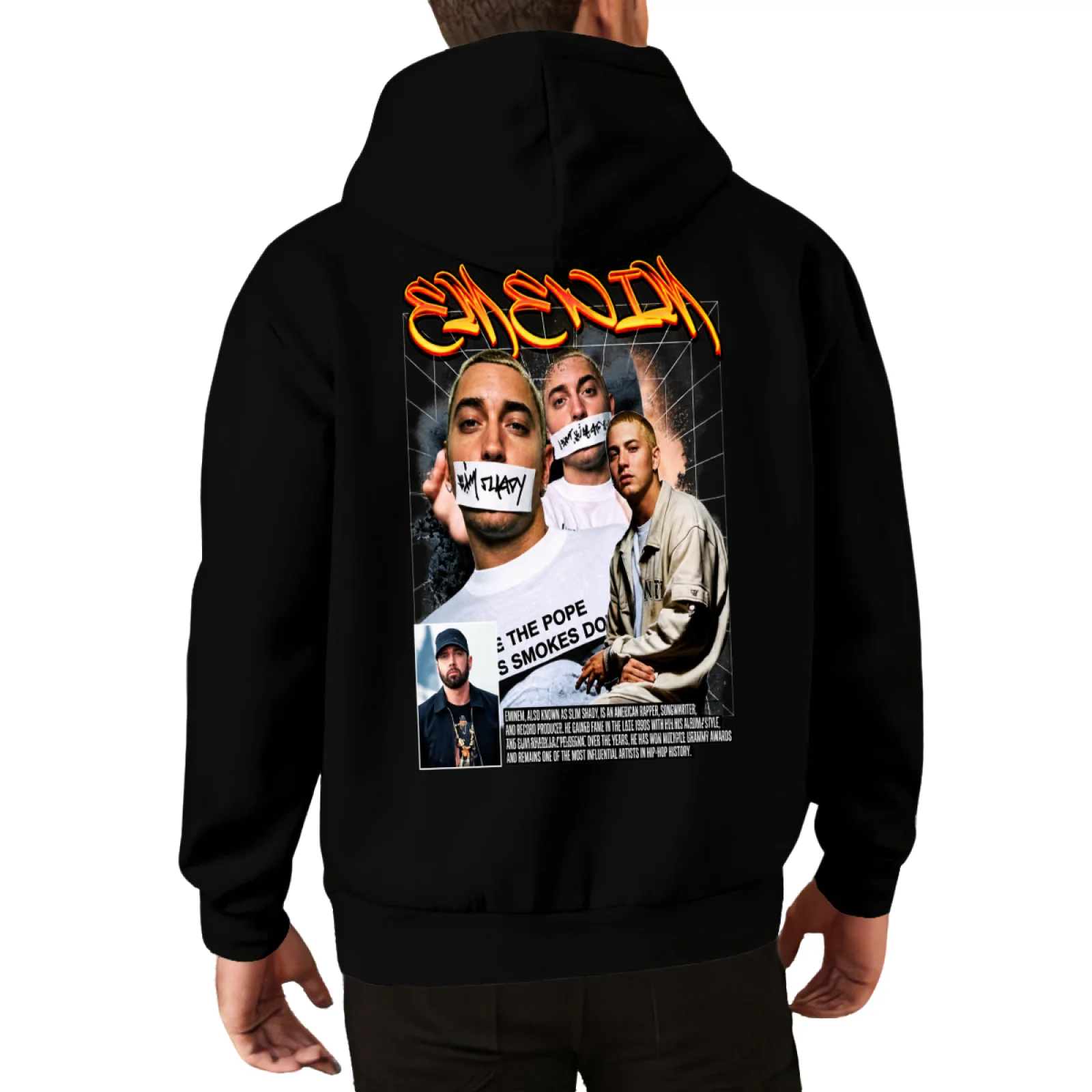 Eminem Marshall Mathers Portrait Hoodie Vintage Hip Hop Graphic Sweatshirt Oversized Unisex Streetwear Gift for Fans