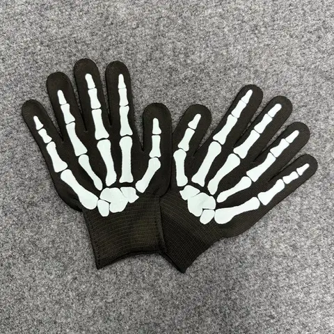 Gothic Skeleton Hand Print Fingerless Gloves Unisex Winter Dark Style Streetwear Gloves