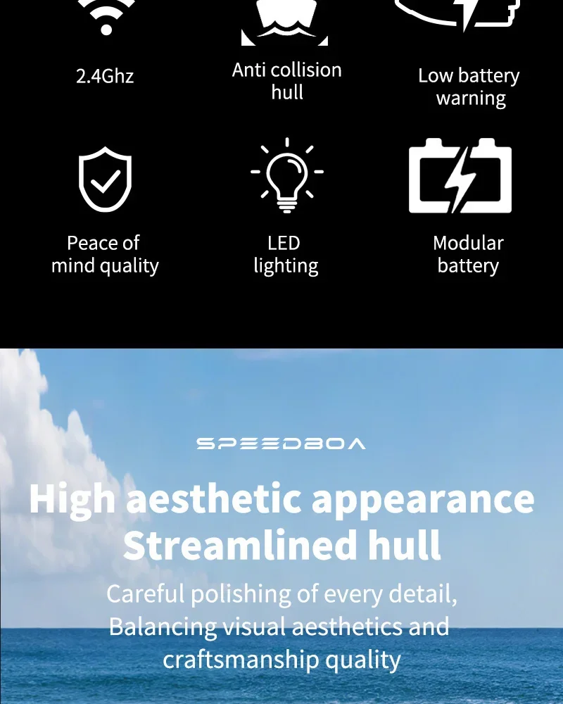 Smart Alarm Sealed Waterproof Electric 30KM/H Remote Control Boat Capsize Reset High Speed RC Speedboat Boat Toy RC Boat Gifts