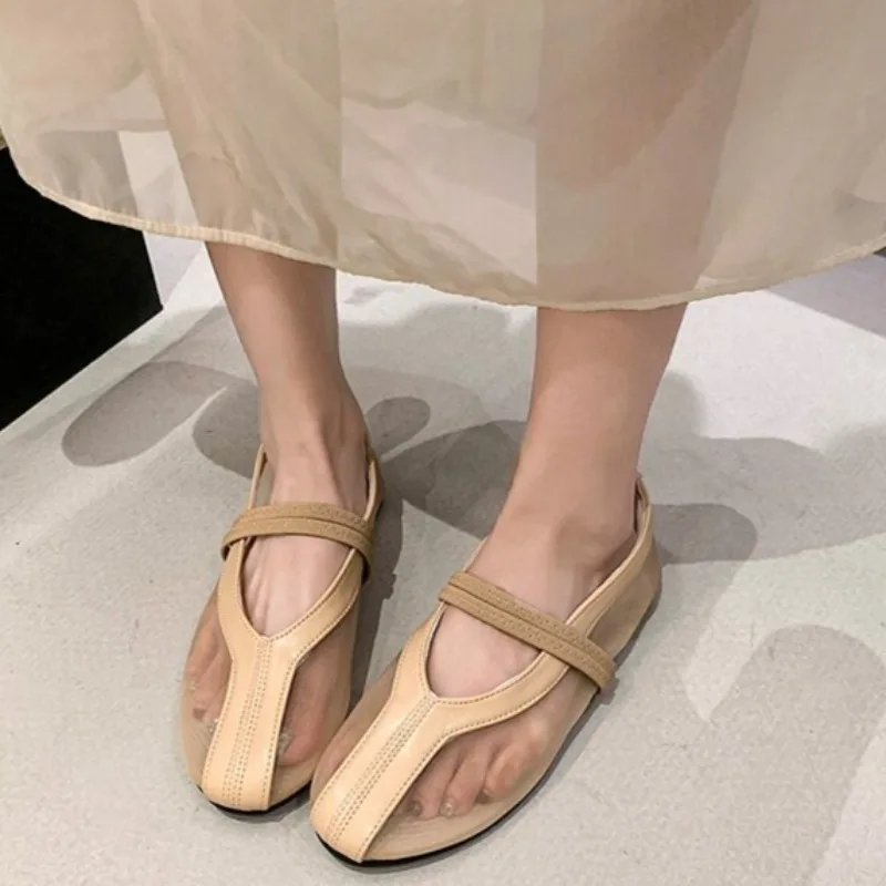 New French Round Toe Breathable Retro Shallow Single Shoes Wild Mar Lightweight Flats