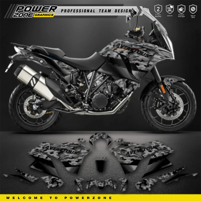 PowerZone Custom Graphics Backgrounds Decals for Stickers Kit For KTM ADVENTURE SUPERMOTO 2017-2020 ADV ADV S ADV R 1290 09