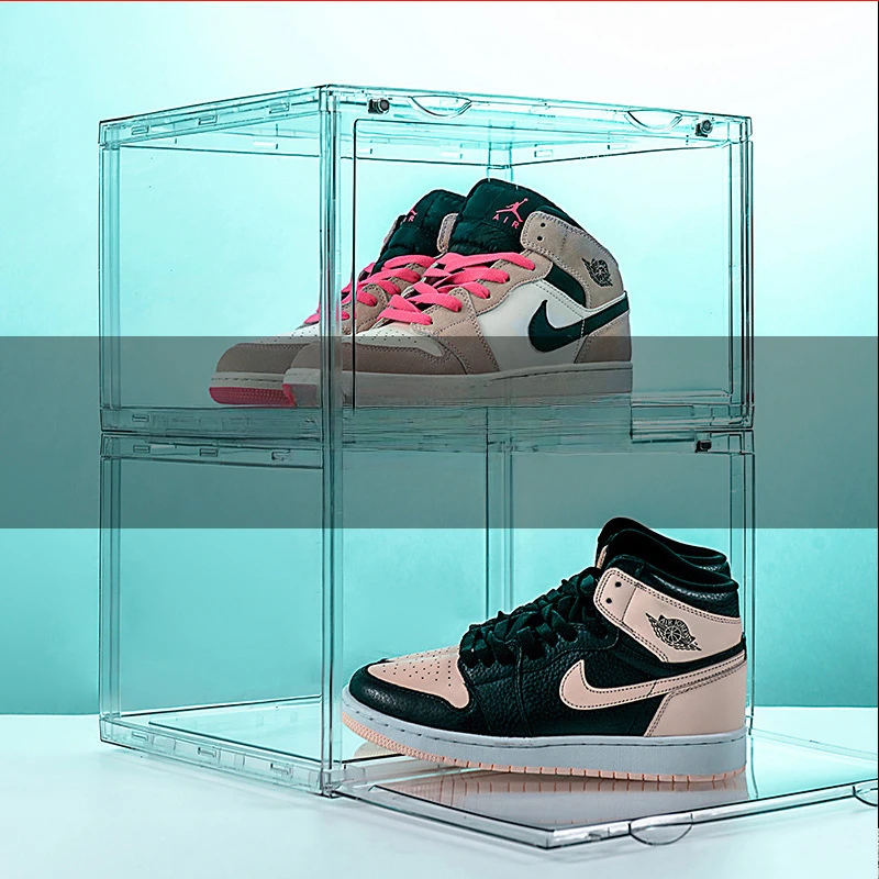 6-sided Fully Transparent Shoe Box Acrylic Aj Basketball Shoe Storage Box Plastic Anti-oxidation Dustproof Collection Shoe Wall