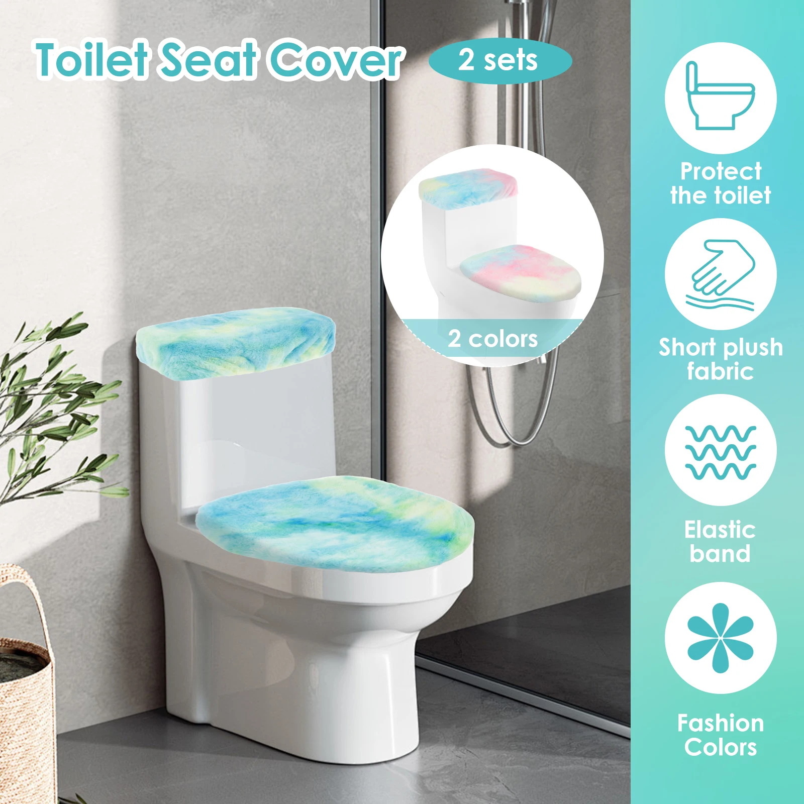 Universal Stretching Toilet Covers and Toilet Tank Lid Cover Set Soft Plush Bathroom Closestool Seat Case