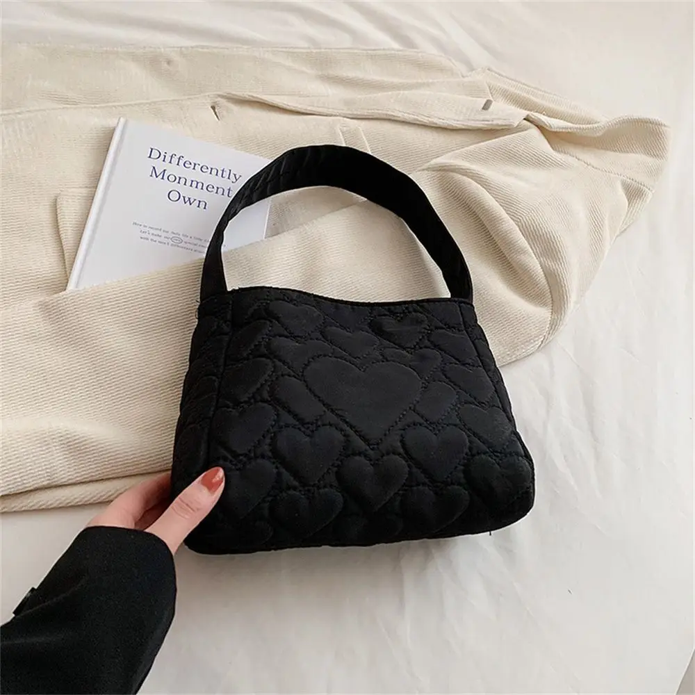 Women Winter Cotton Padded Shoulder Bag Solid Color Handbags Casual Tote Bags For Girls Fashion Handle Bag