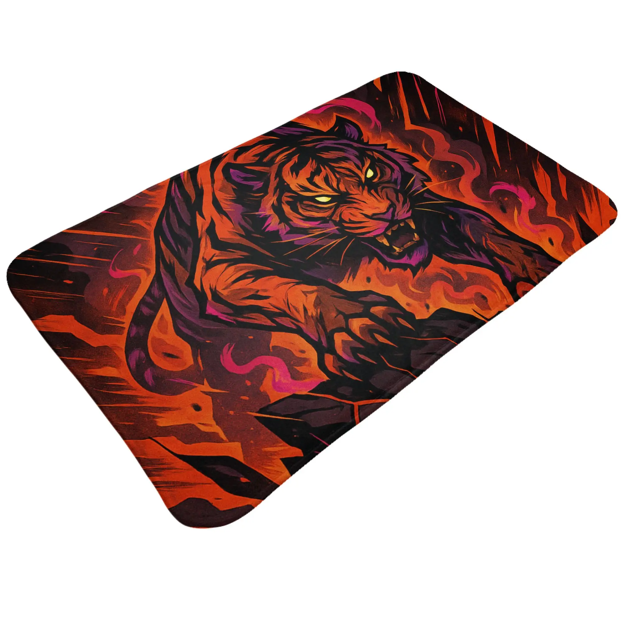 Fiery Flame Tiger Dark Fantasy Art Non-slip Doormat Kitchen Mat  Outdoor ModernDecor