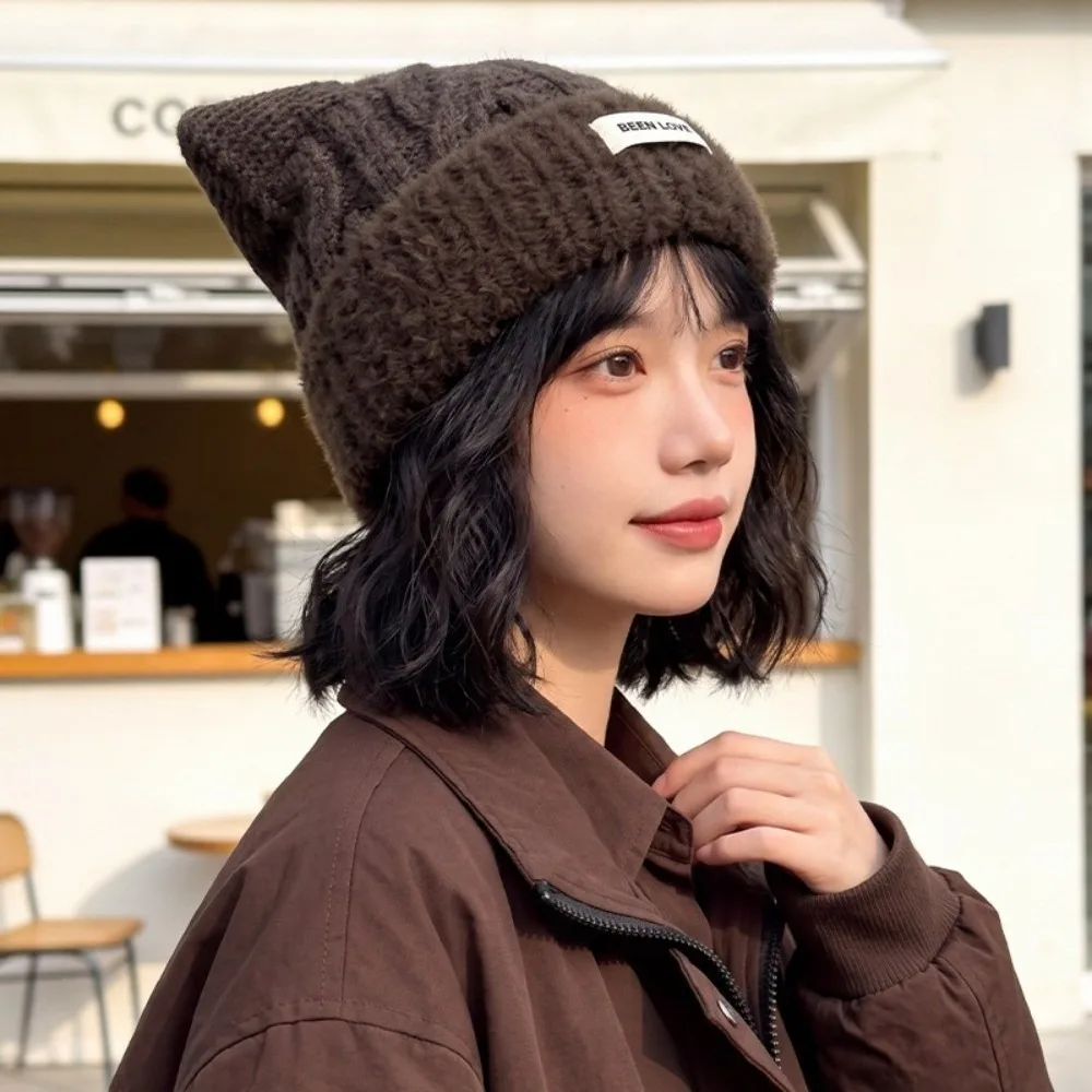 Acrylic Material Knitted Beanie Hat 56cm To 58cm Head Circumference Fleece Lined Fall Winter Beanie Hat Thick Warm