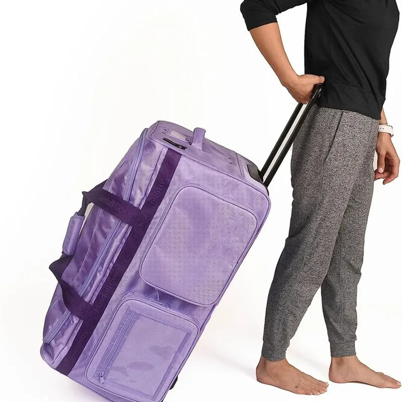 Foldable Dance Bag with Costume Rack Rolling Duffel for Performance Gear Wheeled Trolley Case for Dancers Clothes Storage