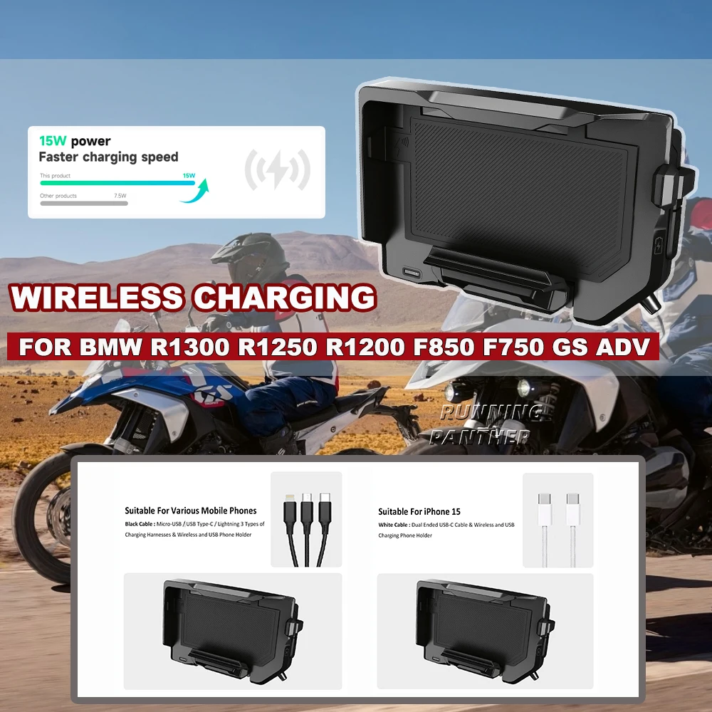 

Wireless Charging USB Fast Charging Phone Mount Holder Motorcycle Accessories For F850 GS F750 Gs R1250GS R1300GS ADV R1200GS
