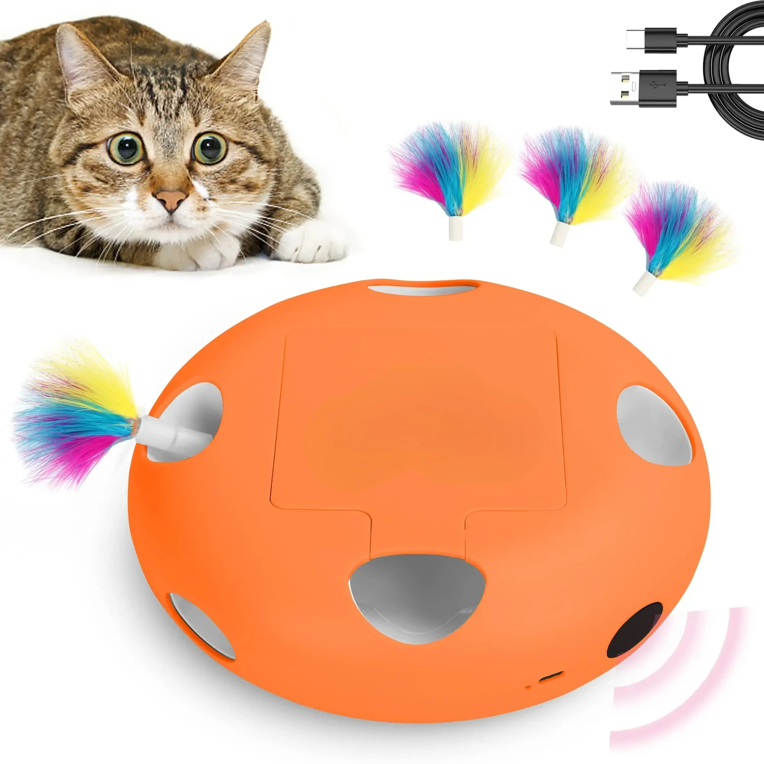 INKZOO Cat Toys, Interactive Cat Toys  Indoor Cats,  Smart Interactive Kitten Toy, Automatic 7 Holes Mice Whack-A-Mole Snake Toy