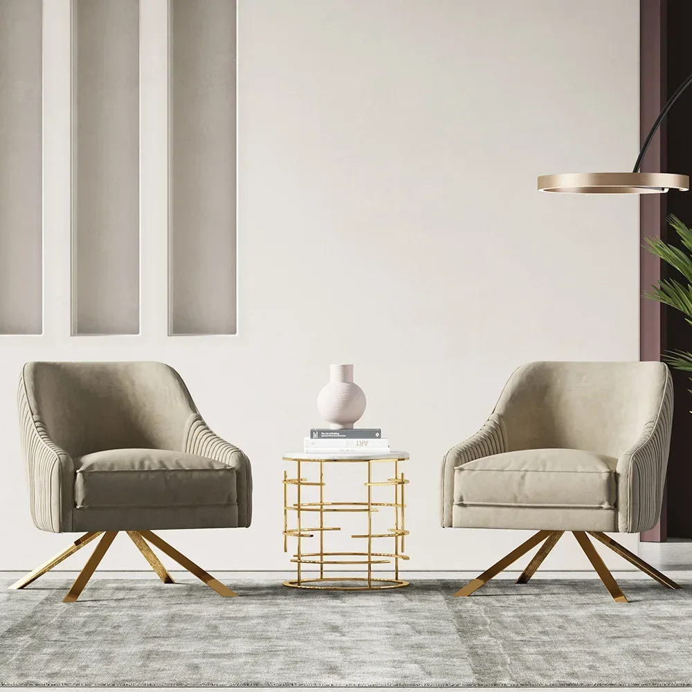 Luxury new living room chairs single sofa chair stainless steel swivel chairs bedroom home office furniture