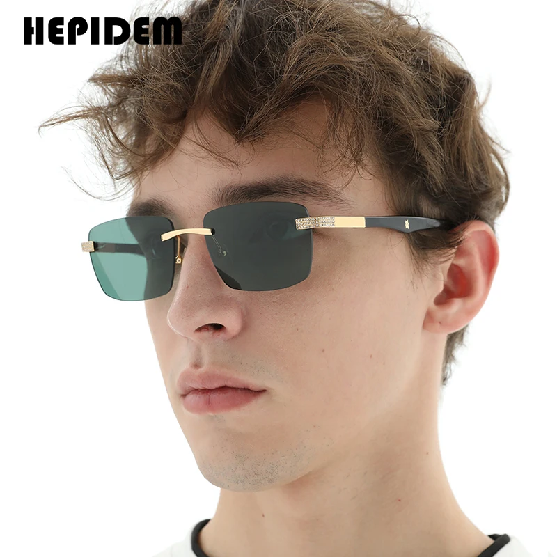 HEPIDEM Buffs Glasses Women 2021 New Rimless High Quality Square Mens Sunglasses Luxury Eyewear Buffalo Horn Eyeglasses H0028