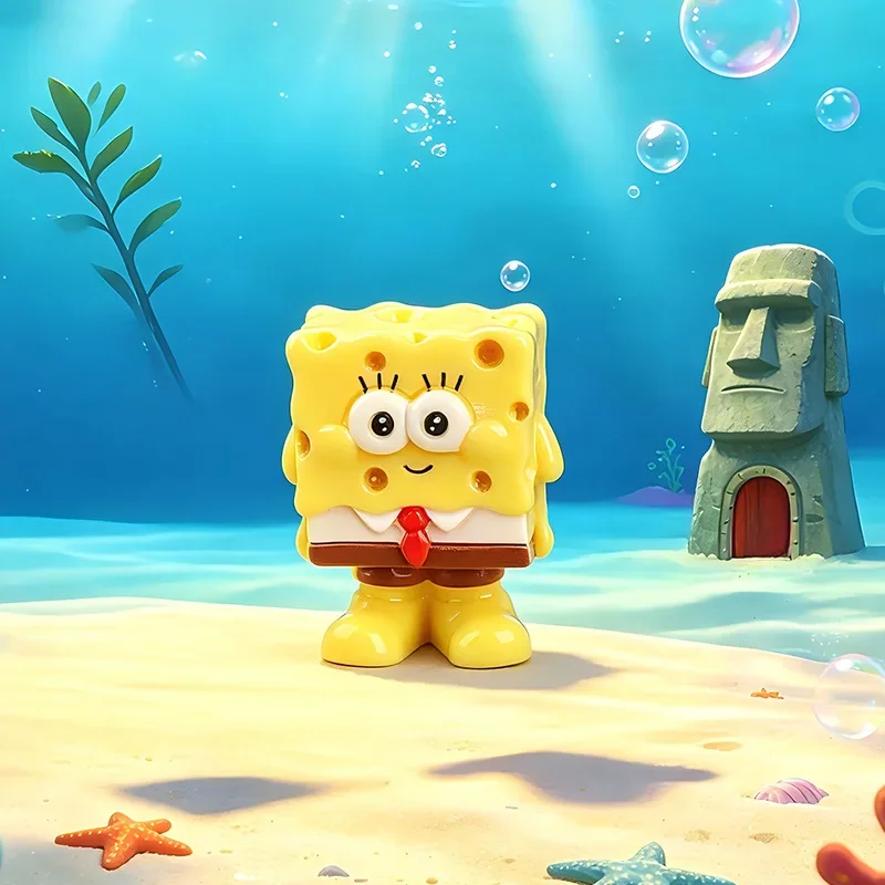 8PCS Hot Sale Kawaii SpongeBob SquarePants Series Cute Mini Model Cartoon Character Creativity DIY Model Desktop Toy Gifts view 5