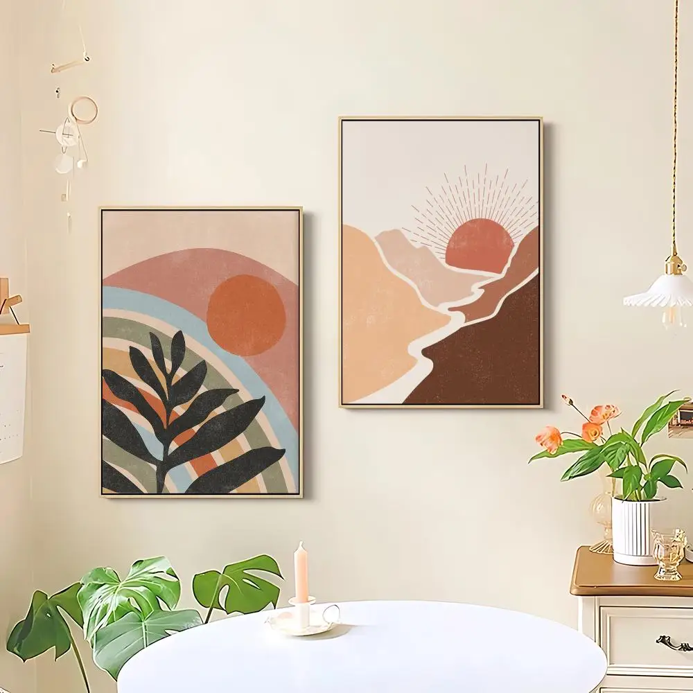 Morandi Color Matching Abstract Sun Moon Poster HD art sticky wall waterproof home living room bedroom bar aesthetic decoration