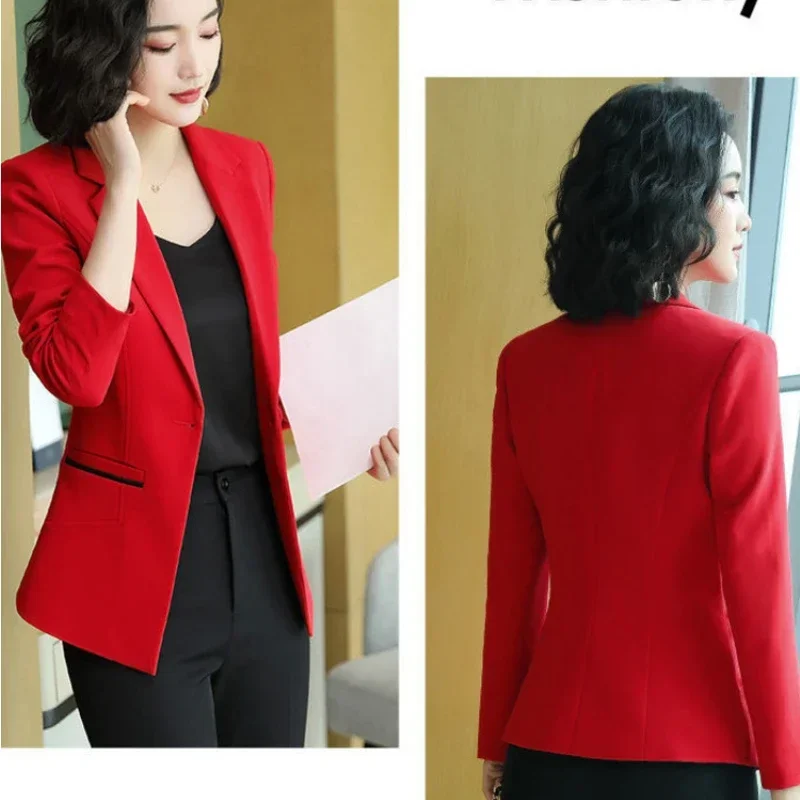 Blazer cranté à manches longues pour femmes, veste slim, manteau femme imbibé, dame de bureau, blanc, noir, 2024