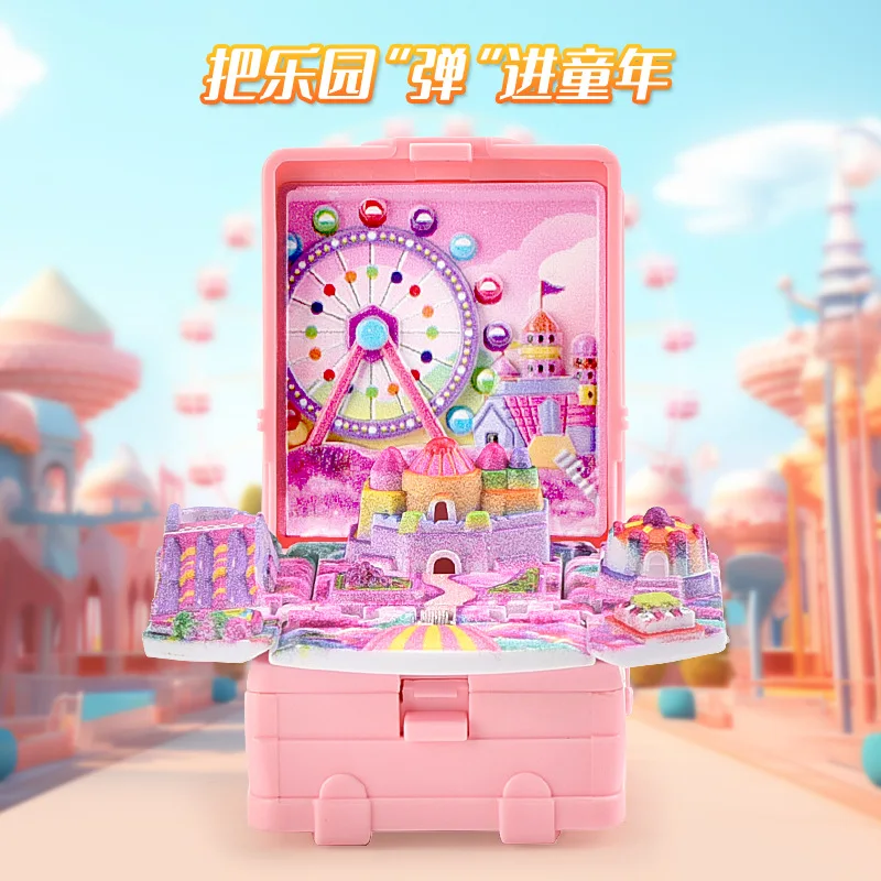 3D Three-dimensional Dream Amusement Park Folding Book Keychain Cartoon School Bag Fold Book Kids Decompression Creative Gift