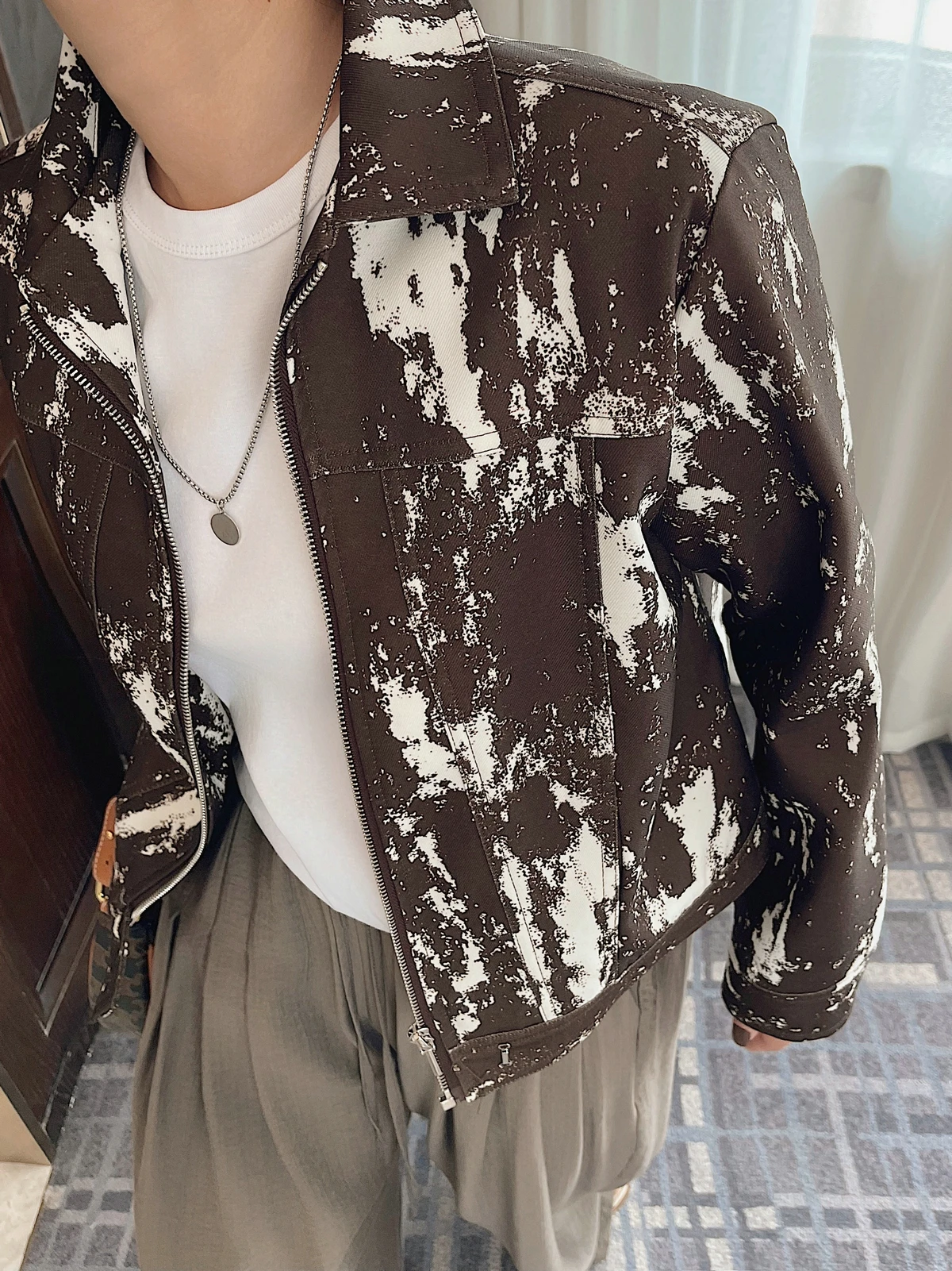 

Tie Dye JacketsTops Y2K Clothing 2025 Woman Spring Korean Style Vintage Elegant Coat Outerwears New Luxury Cropped Bomber Chic