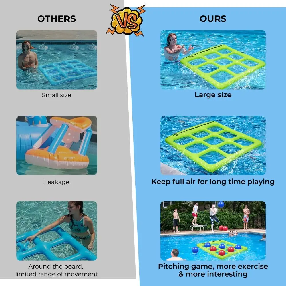 Ensemble de jouets aquatiques en PVC, 10 balles équipées d'une pompe à Air, jeu de piscine gonflable à neuf grilles, adapté aux 2 à 10 joueurs