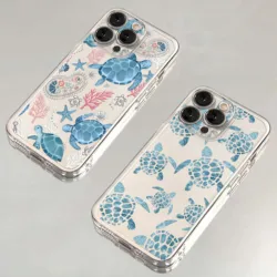 Summer Cartoon Turtle Pattern Clear Case For Samsung A73 A72 A71 A55 A52 A51 A50 A35 A33 A32 A31 A30 A24 A23 A22 A13 A12 A05 5G