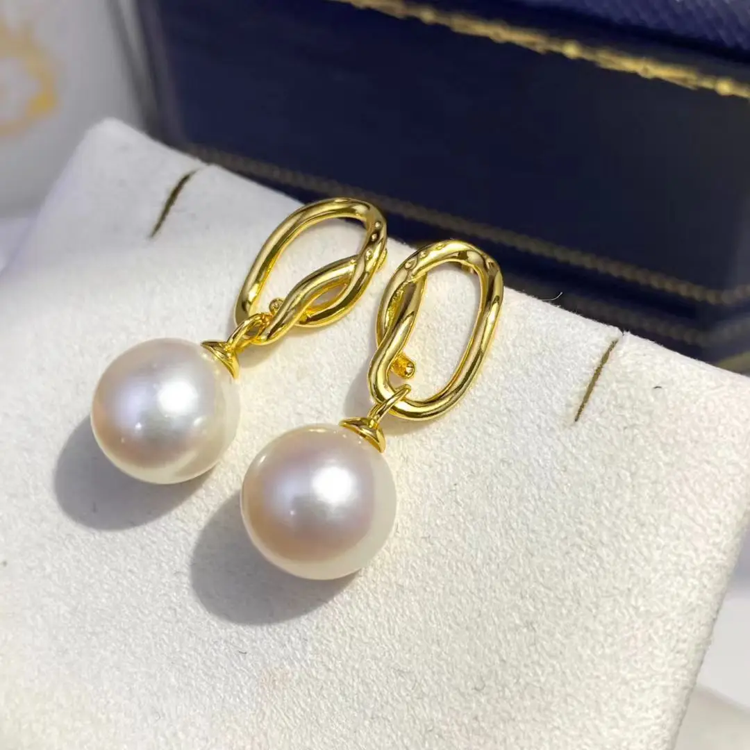 

Wholesale S925 Sterling Silver Earrings Mount Findings Settings Base Mounting Parts Accessory for 8-9mm Pearls 5 pairs/lot