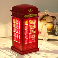 Creative ABS London Red Telephone Booth Night Light USB Rechargeable LED Bedside Table Lamp