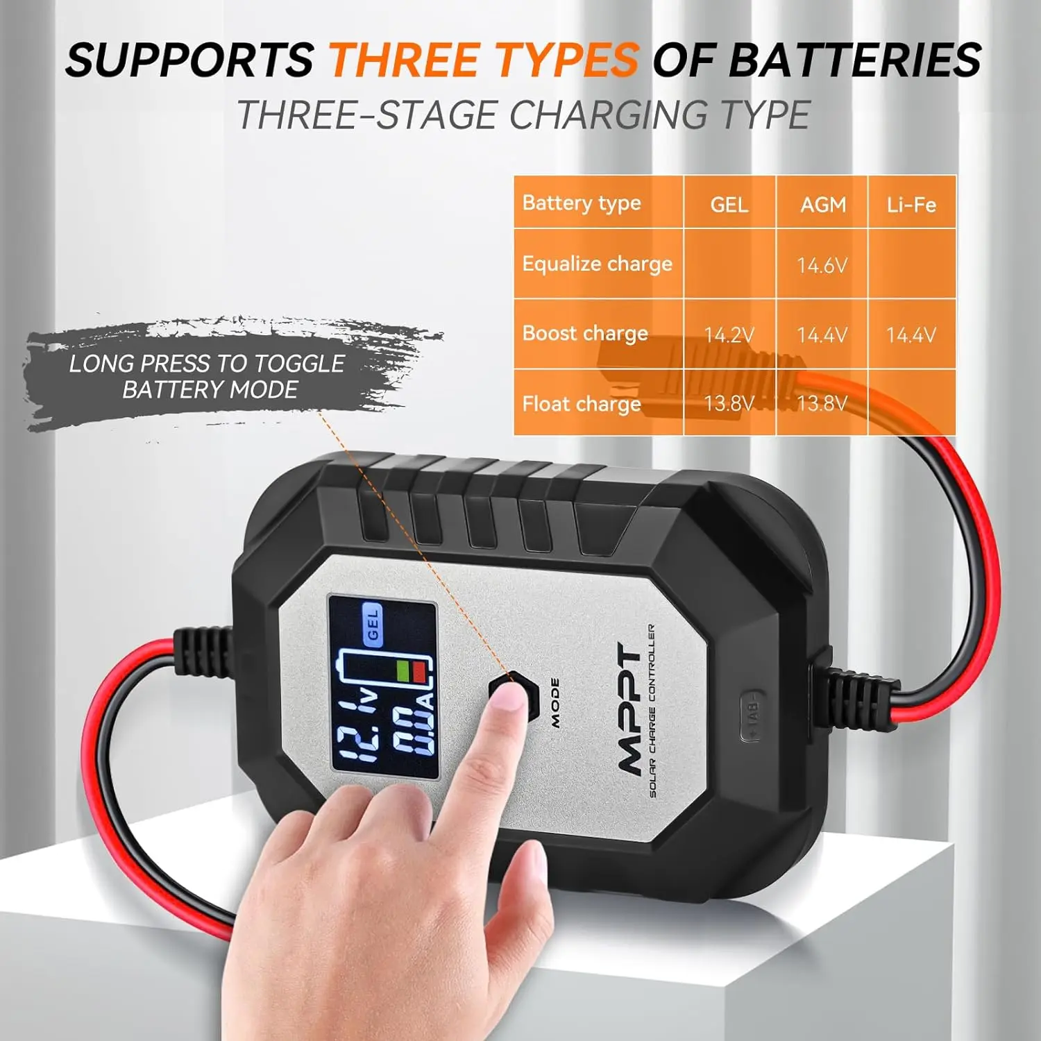 Powmr Kleine 10a Mppt Zonne-Energie Laadregelaar Met Lcd-Display Zonne-Energie Regelaar Voor 12V Gel Agm Lithium Lifepo4 Batterij Opladen