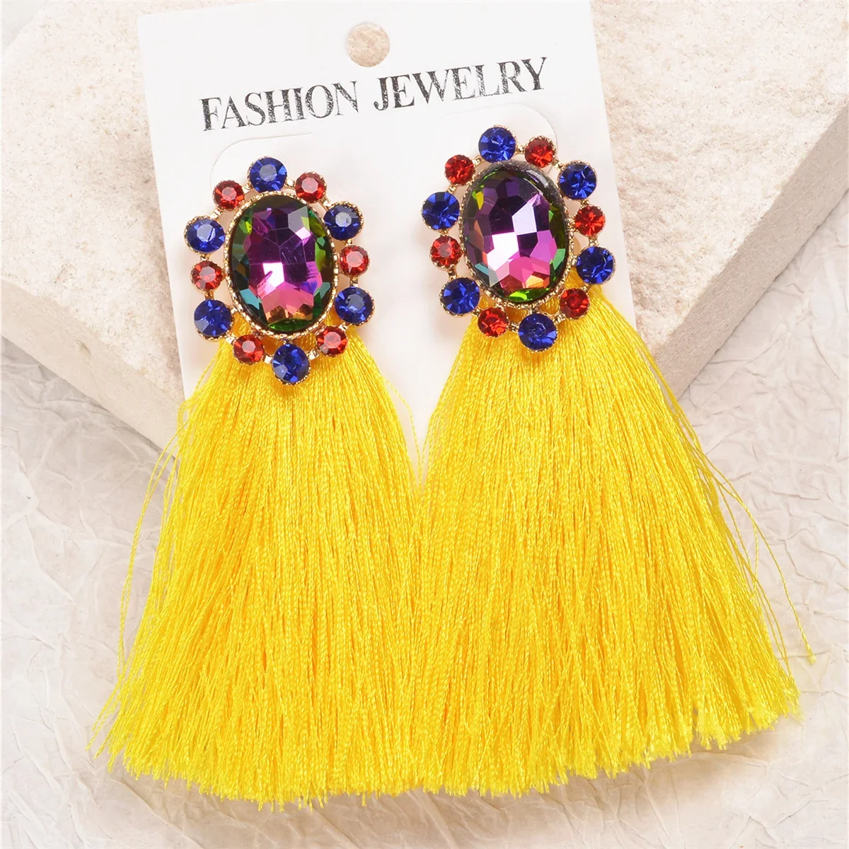 Big Fringed Dangle Flowers Earring Pendientes Exaggrated Long Tassel Earrings Thread Statement Drop Earrings