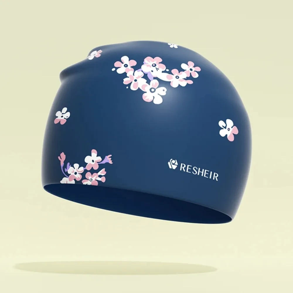 

High Elastic Waterproof Swimming Cap Waterproof Protect Ears Silicone Swim Cap Comfortable Silicone Printed Swimming Cap Women