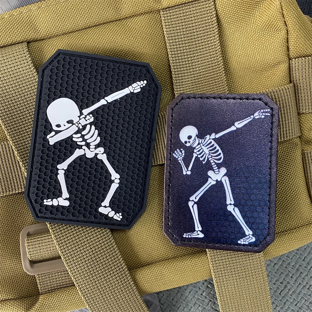 Social Distortion Patch Tactical Dancing Skeleton PVC Morale Badge Punk Rock Band 80s Music Embroidered Print PU Hook and Loop