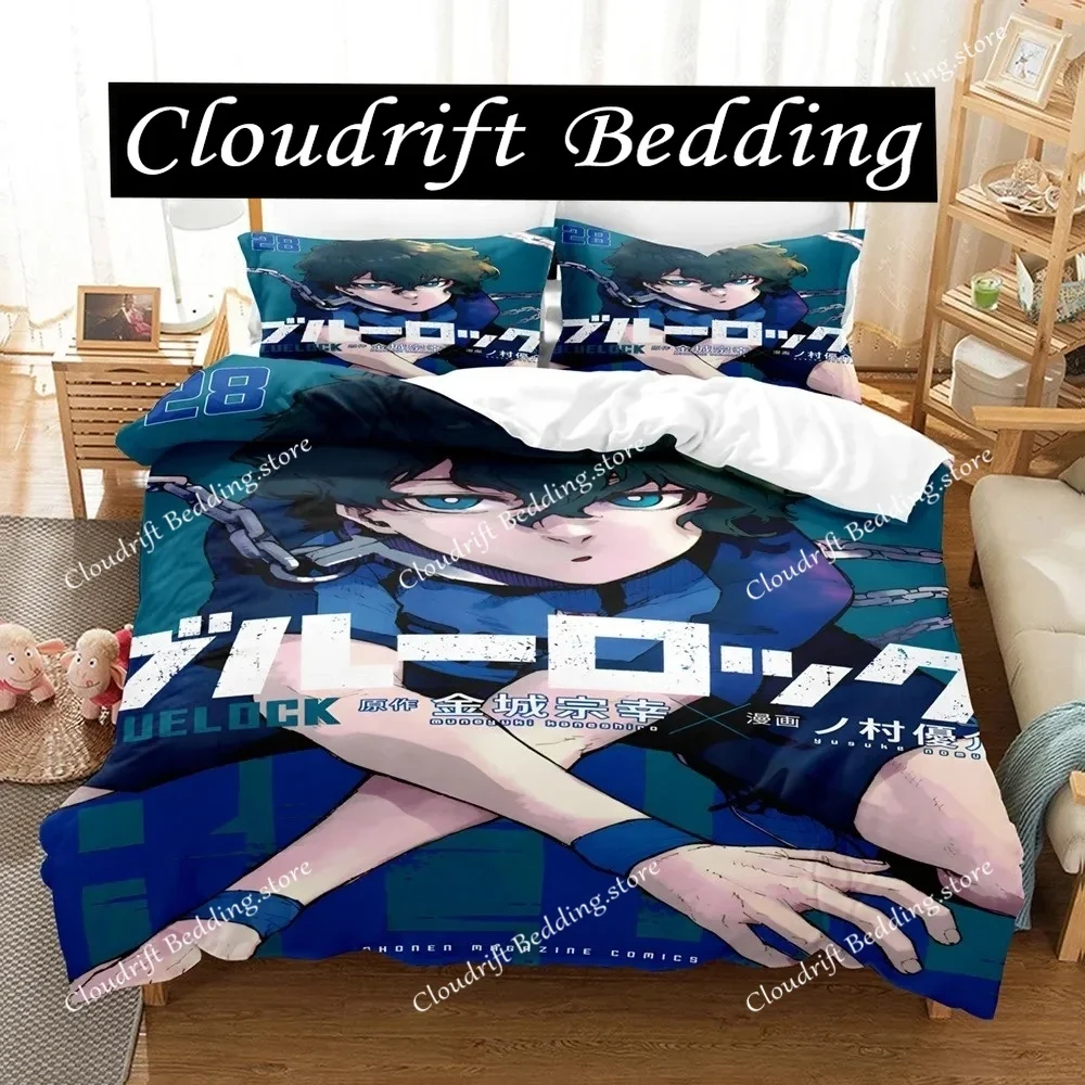 

New B-Blue L-Lock Bedding Set Single Twin Full Queen King Size Bed Set Adult Kid Bedroom Duvet cover Sets 3D Anime Bed Sheet Set