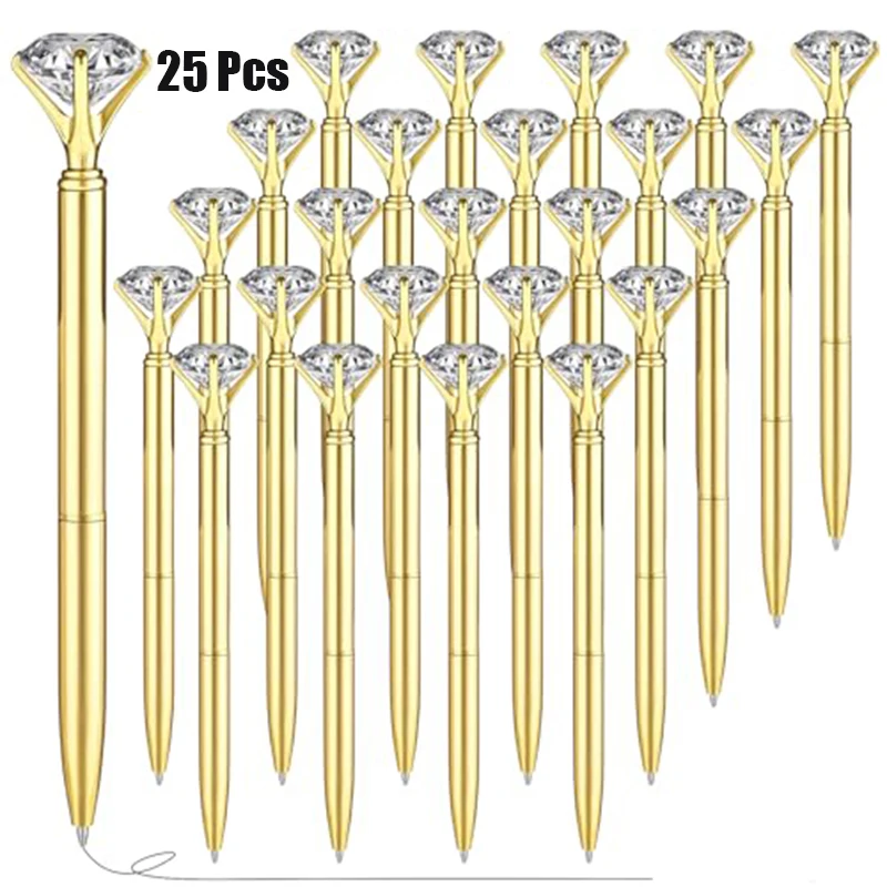 25pcs-gold-diamond-metal-ballpoint-pens-twist-crystal-top-signing-pens-guest-book-pens-for-wedding-ceremony-bridal-shower