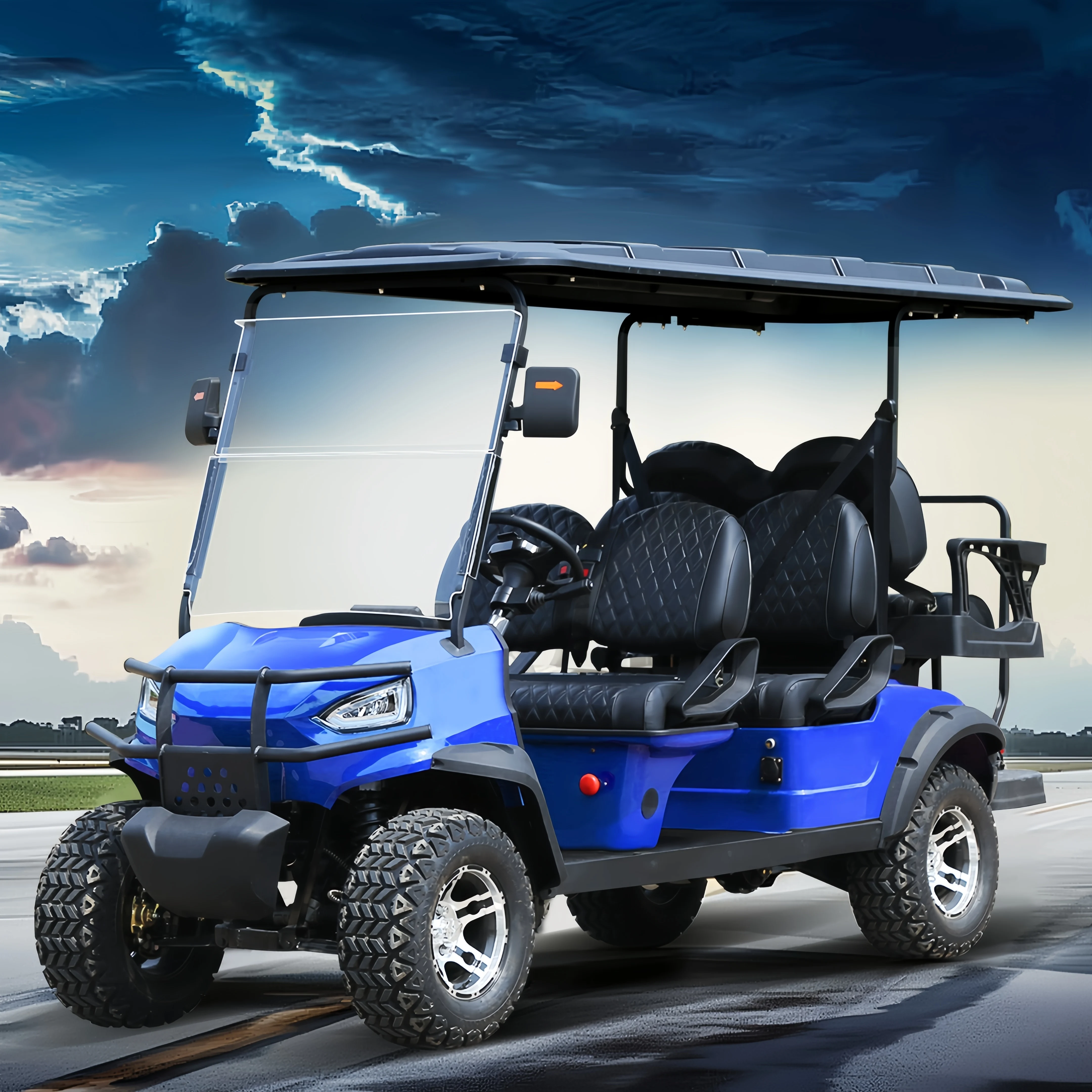 Latest Front Face Fashion Design 48V 72V 4 Seats Club Golf Car Comfortable 6 Person Lithium Battery Electric Golf Cart