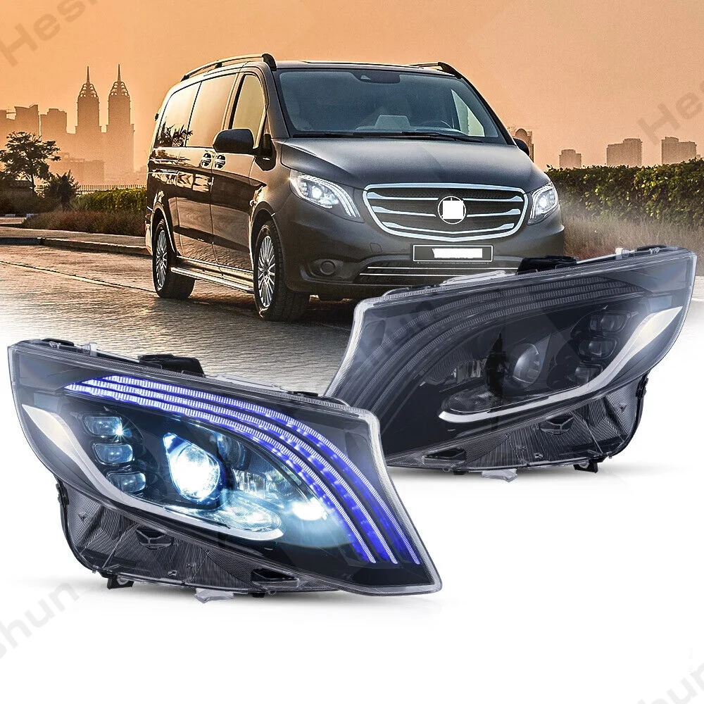 Pair LED Headlight For Mercedes Benz Metris Vito W447 V250 V260 2014 2017 2018 2019-2023 Projector Head Lights Headlamp Lamp DRL