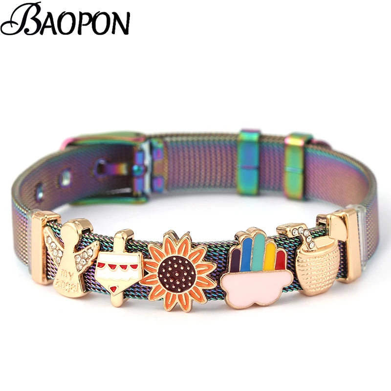 High Quality 10mm Angel Charm Slide Beads Watch Keeper Mesh Bracelets For Women Brand Simple Vacation Series Bracelets Jewelry