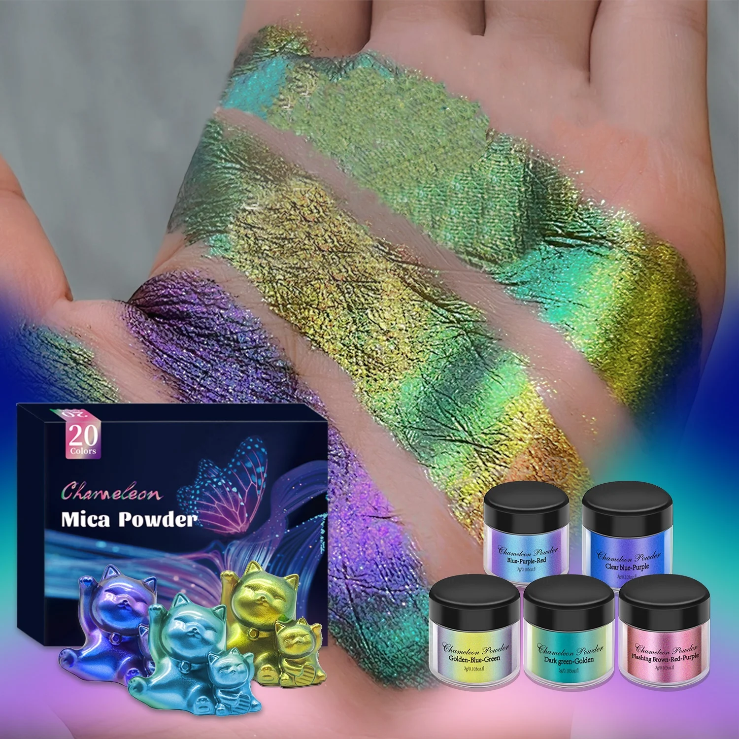 2-3 Colors Changes Pearlescent Powder Jewelry Making Resin Coloring Dye DIY Epoxy Resin Mold Nail Art Glitter Pigment Powder 3g