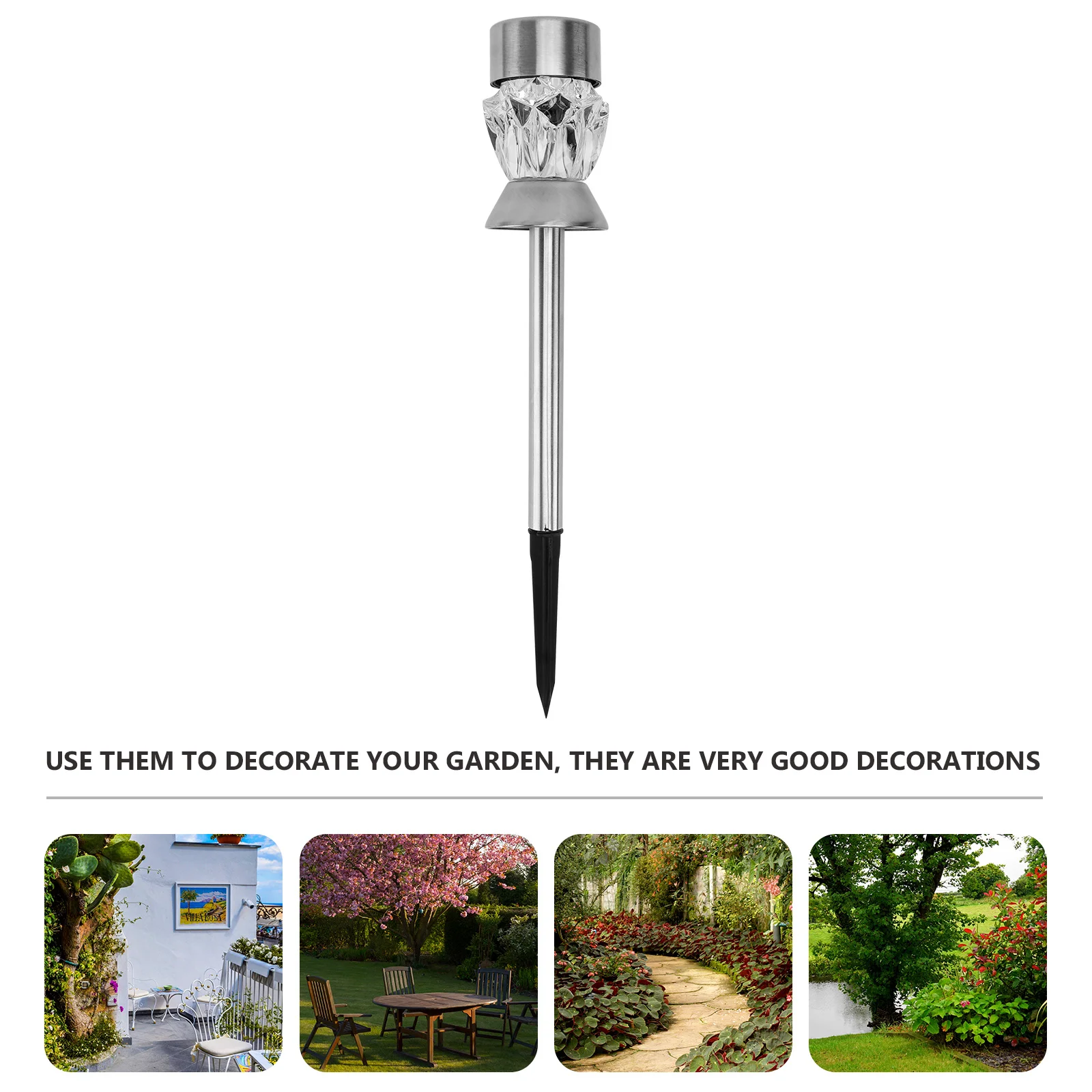 4Pcs Solar Lamps Diamond Appearance Safe Durable Yard Ornaments Creative Design Garden Lighting Solar Lamps Yard Ornaments