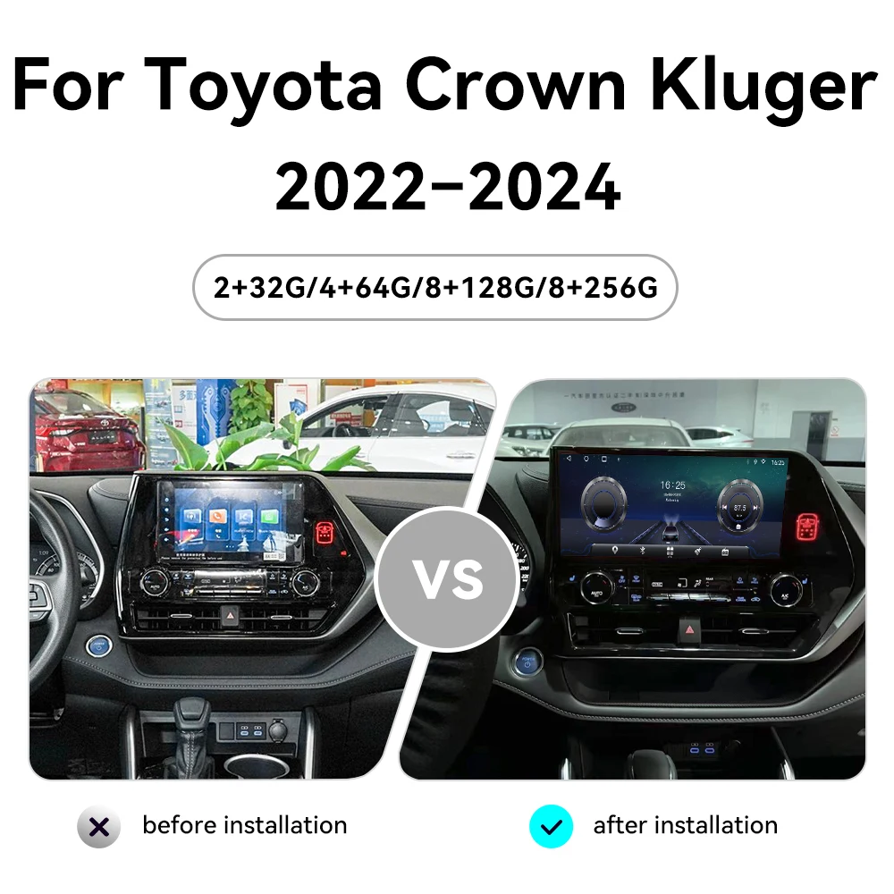 12 Inch Car Radio For Toyota Crown Kluger 2022-2024 Android Auto GPS Navigation Multimedia Video Stereo Receiver Head Unit