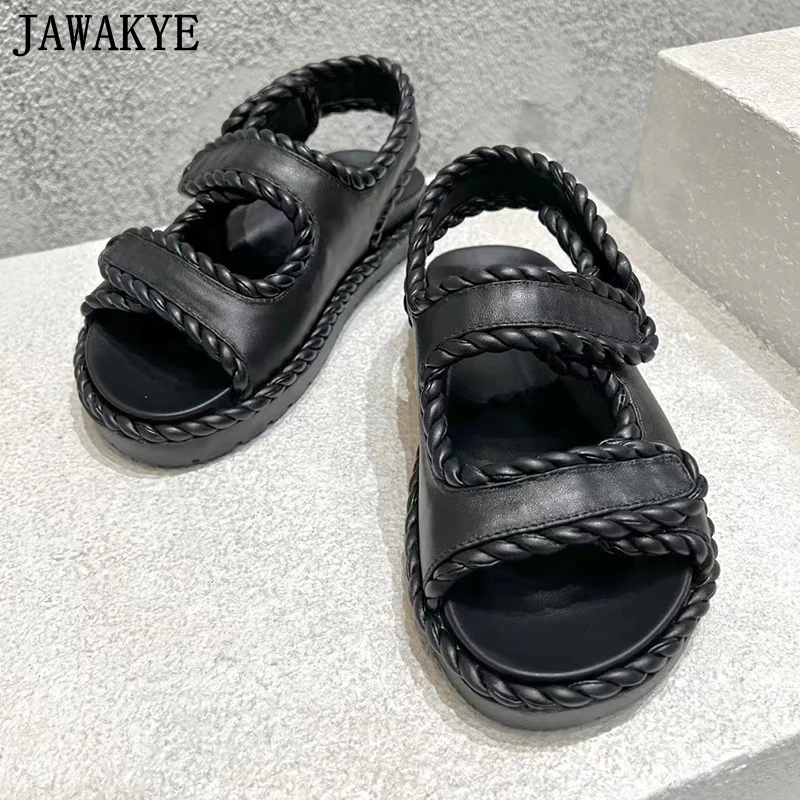 

Summer New Black Leather Flat Slippers For Women Open Toe Hollow Out Mules Flat Sandals Casual Holiday Mules Beach Shoes Woman