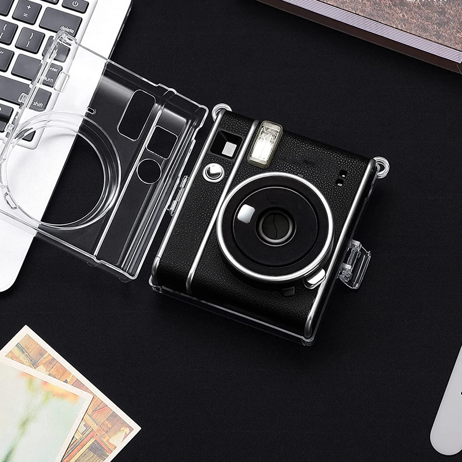 Protective Case Cover Shell with Detachable Strap Accessory Hollow Button Design for Fuji Instant Cameras