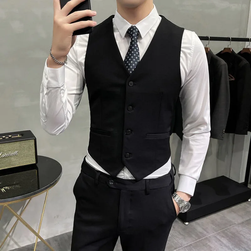 

L1115 vest men handsome best man clothing suit vest gray vest men new Korean version slim trend high-end vest