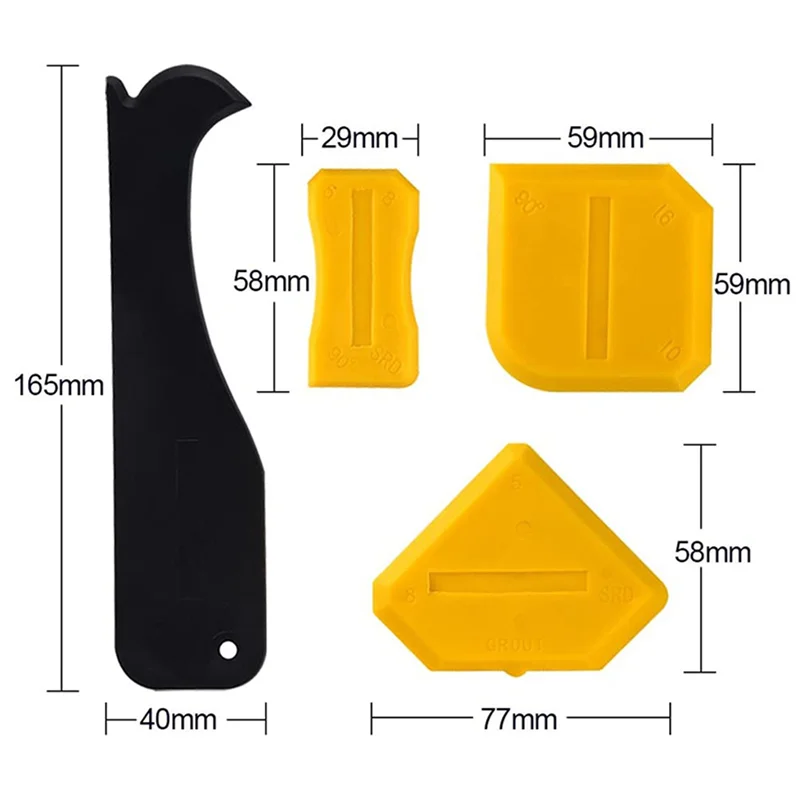 【Uitverkoop】18 stuks siliconenkit schraper gladmakend gereedschap kit voegafwerking gereedschap voor badkamer keuken kamer