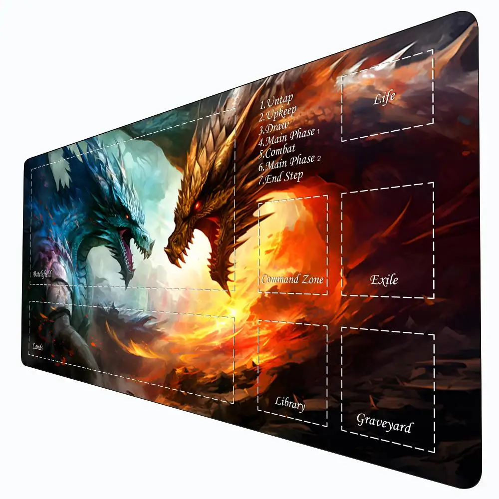 

Игровой коврик Magic Card с зоной, двойной дракон, тема битвы, mtg, игровой коврик, настольный коврик, коврик Commander Playmat, подходящий для игровых сбора