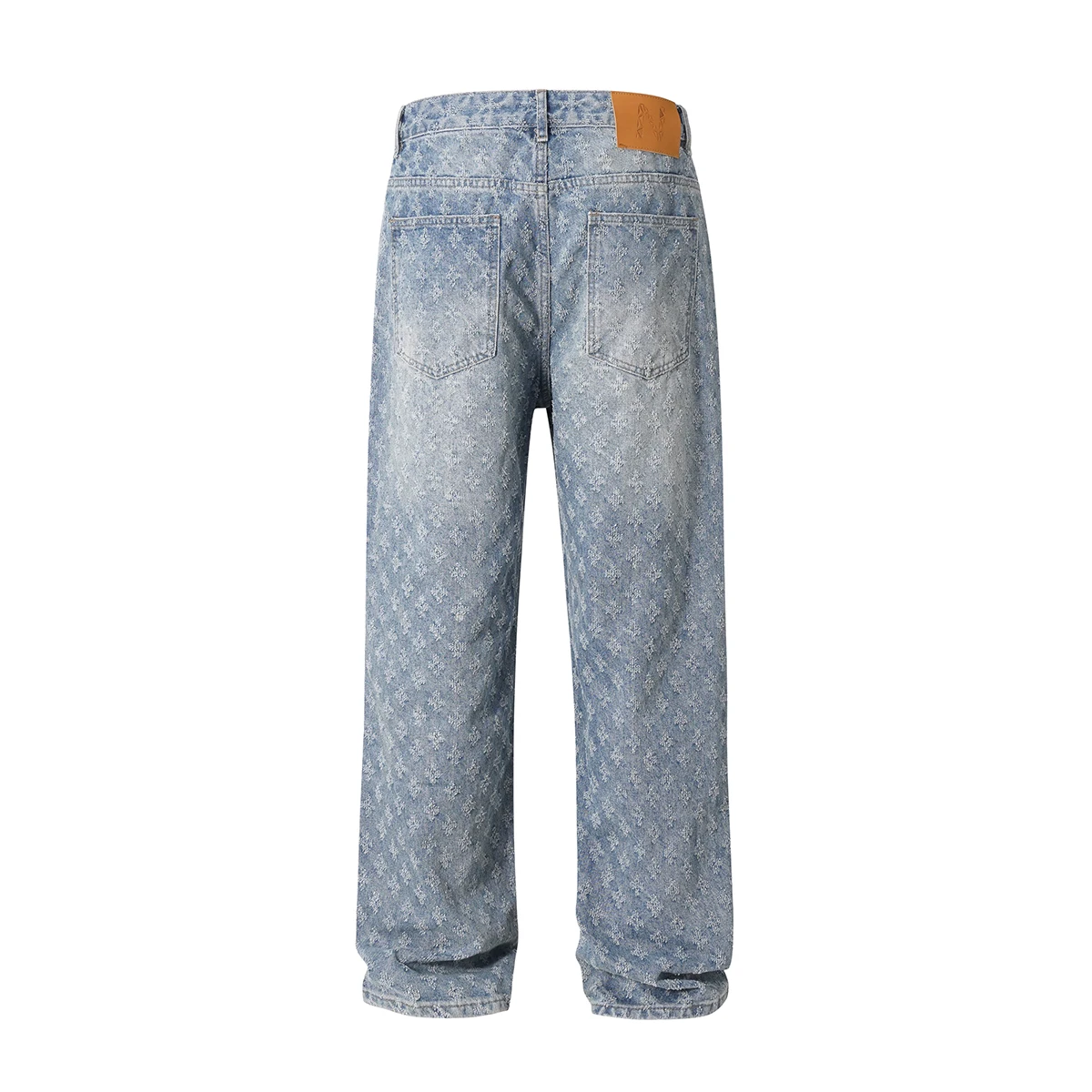 Pantalones vaqueros holgados azules lavados Vintage desgastados Harajuku para hombre, pantalones vaqueros holgados informales rasgados rectos, pantalones vaqueros de gran tamaño