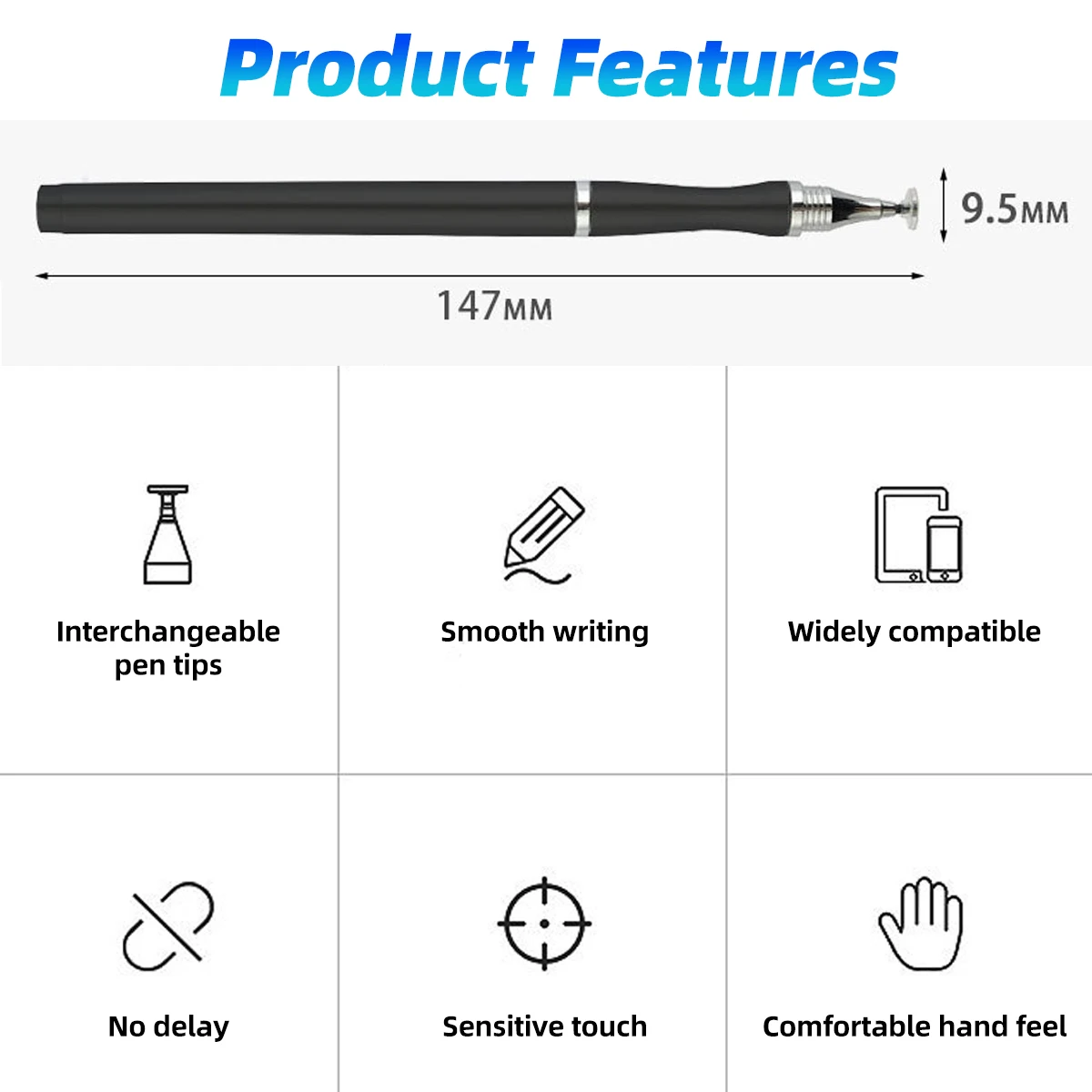 GUUGEI 2 In 1 Stylus Pen Universal Double-Headed Capacitive Pen For Ipad Android Phone Drawing Touch Screen Pen Smart Pencil