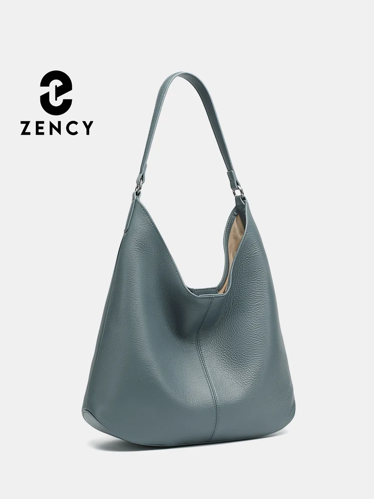 

Zency Minimal Genuine Leather Women's Handbag Hobo Bag Large Capacity Fashion Shoulder Bolsa for Ladies Winter Big Shopper Bag