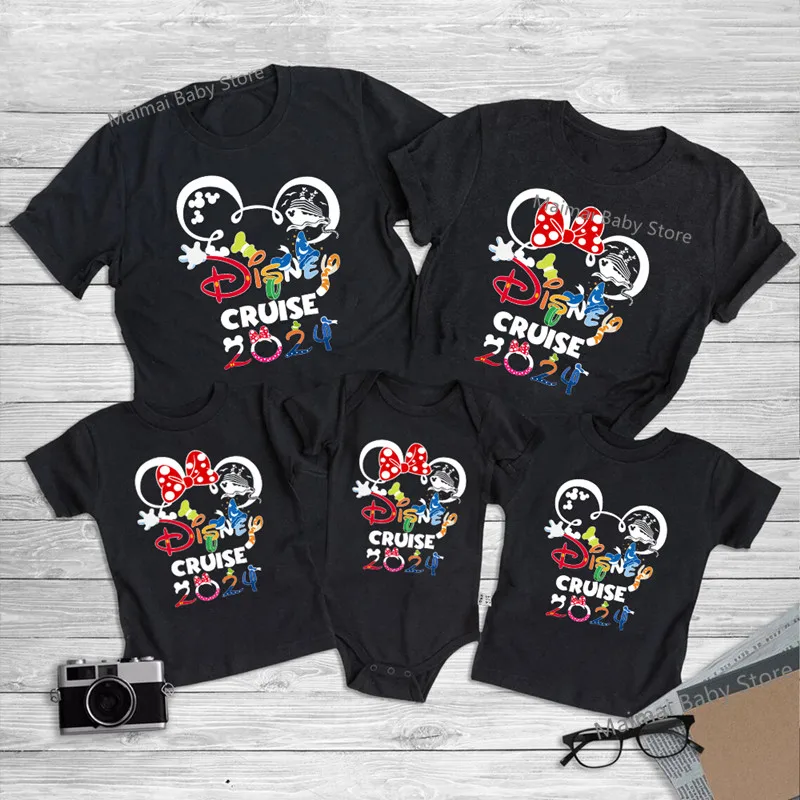 Disney Cruise 2024 Family Vacation Shirts Cotton Dad Mom Kids Tees Tops Baby Rompers Funny Family Matching Cruise Trip Outfits