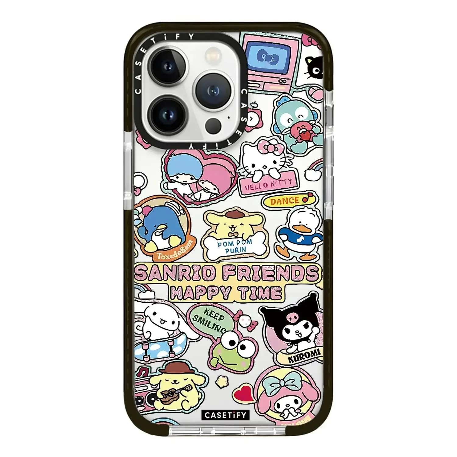 Custodia per iPhone Kawaii Sanrio Cartoon Pochacco Cinnamoroll Pom Pom Purin Custodia protettiva morbida in plastica per IPhone16 15 14 13 12promax