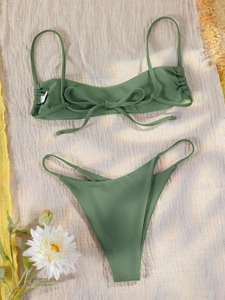 ZRTAK Solid Color Swimwear Low Waist Bikinis Women Beachwear New Swimsuit 2025 Summer Two Pieces Bikini Sets Sexy Woman Biquinis